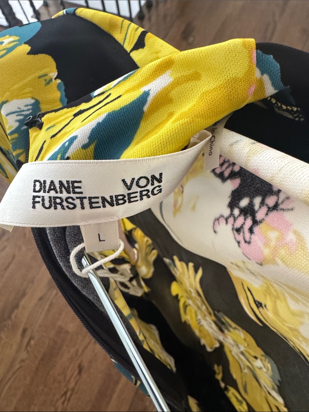 Diane Von Furstenberg Black Maxi Dress with Yellow Floral Motif - Picture 5 of 7